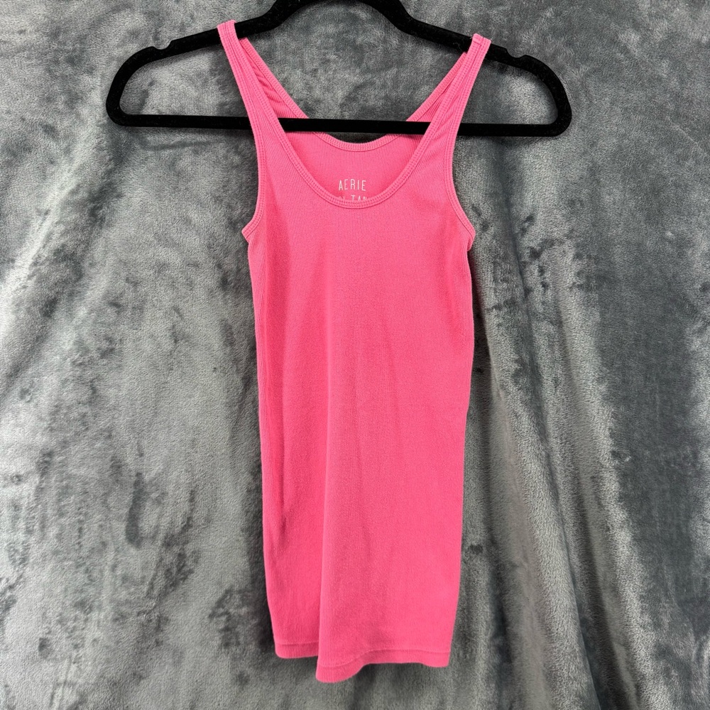 Y2K Aerie Ribbed Bright Pink Boy Tank Camisole Top Size Small